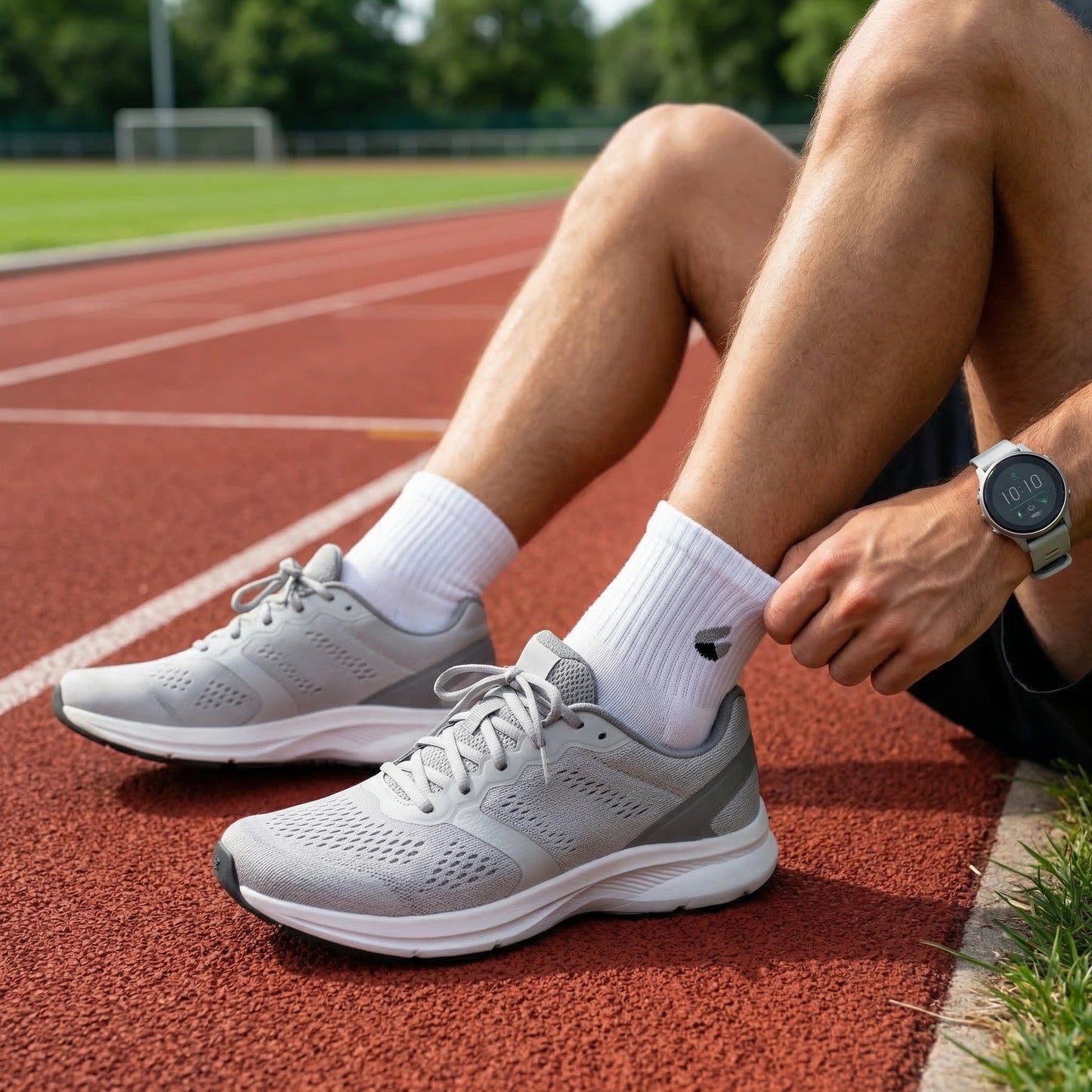 Running Socks Ankle White/Grey